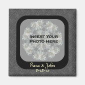 Zwart Bloemen Bewaar de datum Bruiloft Magnet (Voorkant)