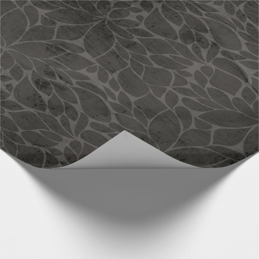 Zwart Bloemen Blad Boom Inpakpapier (Hoek)