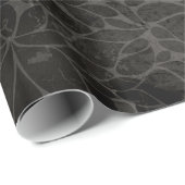 Zwart Bloemen Blad Boom Inpakpapier (Rol Hoek)