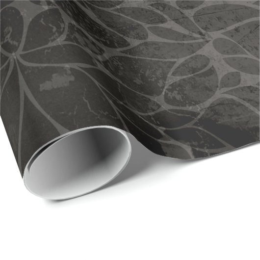 Zwart Bloemen Blad Boom Inpakpapier (Rol Hoek)