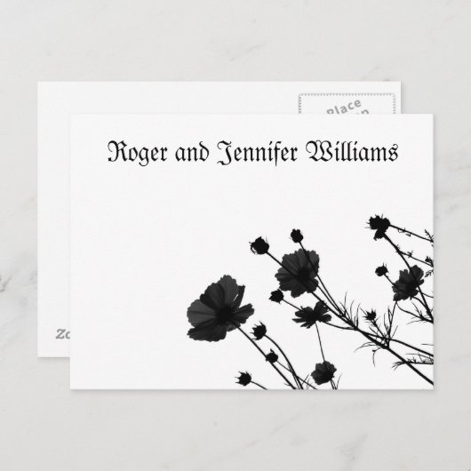 Zwart Bloemen Bloom-Dank u Briefkaart (Voorkant / Achterkant)