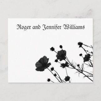 Zwart Bloemen Bloom-Dank u Briefkaart