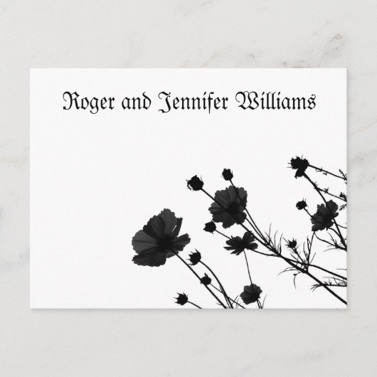 Zwart Bloemen Bloom-Dank u Briefkaart (Voorkant)