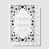 Zwart  Bloemen Border Lijst bruiloft Vellum Uitnodigingen (Offset (Uitnodiging))