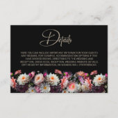 Zwart Bloemen bruiloft Details Informatiekaartje (Voorkant)
