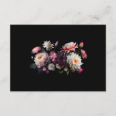 Zwart Bloemen bruiloft Details Informatiekaartje (Achterkant)