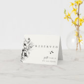 Zwart Bloemen Bruiloft Gereserveerde Kaart (Gele Bloem)