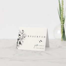 Zwart Bloemen Bruiloft Gereserveerde Kaart