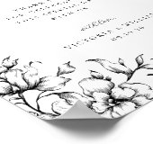 Zwart Bloemen bruiloft gunst teken Poster (Hoek)