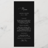 Zwart  Bloemen Bruiloft Menu (Voorkant)