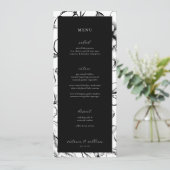 Zwart Bloemen Bruiloft Menu en dank u (Staand voorkant)