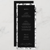 Zwart Bloemen Bruiloft Menu en dank u (Voorkant / Achterkant)