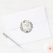 Zwart Bloemen bruiloft repetitie diner Ronde Sticker (Envelop)