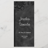 Zwart Bloemen Chalkboard Gothic Trouwprogramma's Programmakaart (Voorkant)