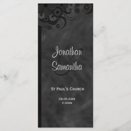 Zwart Bloemen Chalkboard Gothic Trouwprogramma's Programmakaart