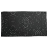 Zwart Bloemen Damast Patroon Kussensloop (Voorkant-Rechts)