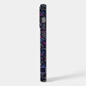 Zwart Bloemen Donker Paarse Blauwe Bloemen iPhone Hoesje (Linkerkant)