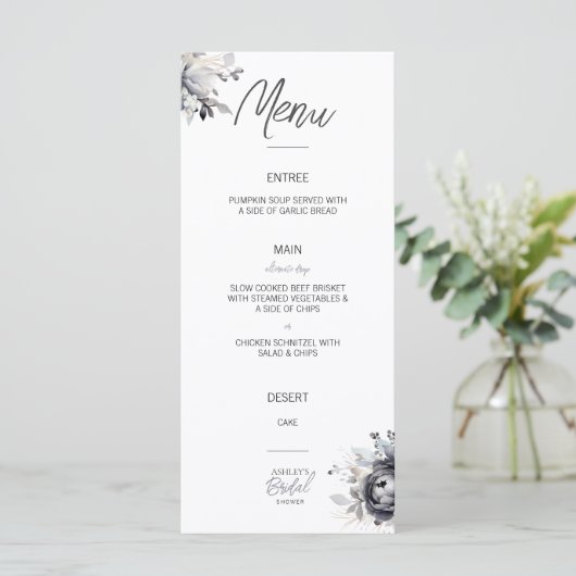 Zwart Bloemen Flat Menu (Staand voorkant)