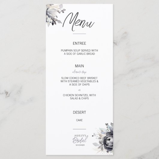 Zwart Bloemen Flat Menu (Voorkant)