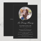 Zwart Bloemen Foto Memorial Service begrafenis Kaart (Voorkant / Achterkant)