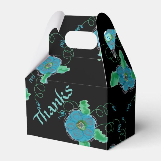 Zwart Bloemen Gast Favoriet Box Bedankdoosjes (Voorkant Zijde)