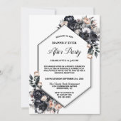 Zwart Bloemen Geometrische Elopement Bruiloft Rece Kaart (Voorkant)