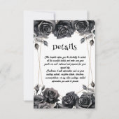 Zwart Bloemen Gotische bruiloft Details Kaarten (Voorkant)