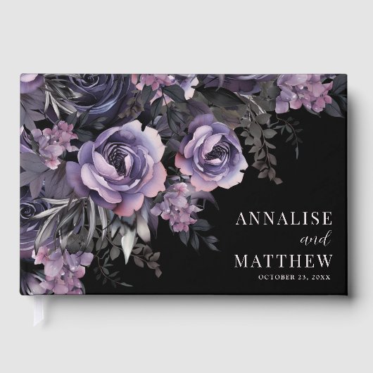 Zwart Bloemen Gotische bruiloft Gastenboek (Voorkant)