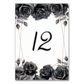 Zwart Bloemen Gotische Trouwtafel Nummer Kaart (Voorkant)