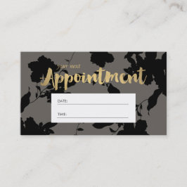 Zwart Bloemen Goud Tekst Grijs Salon Afspraak Afsprakenkaartje