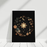 Zwart Bloemen Hemelse Boho Wall Art Poster<br><div class="desc">Deze Black Floral Celestial Boho Wall Art bevat maanfasen,  een bloemcirkel,  de zon,  sterren en  bloemen. Deze kunst is perfect voor bohemien huizen.</div>