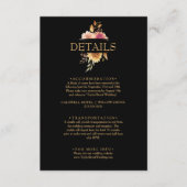 Zwart Bloemen Herfst Boho bruiloft Details Informatiekaartje (Voorkant)