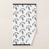Zwart Bloemen Herhaal op witte badhanddoek set Bad Handdoek (Handdoek)