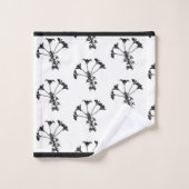 Zwart Bloemen Herhaal op witte badhanddoek set Bad Handdoek (Wasdoekje)