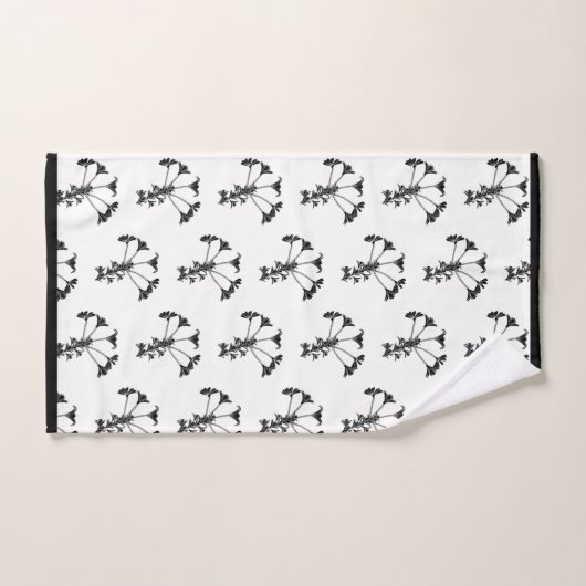 Zwart Bloemen Herhaal op witte badhanddoek set Bad Handdoek (Handdoek)