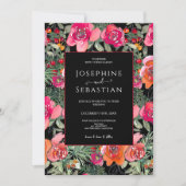 Zwart Bloemen Holly bessen Kerstmis bruiloft Kaart (Voorkant)