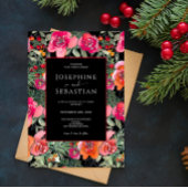 Zwart Bloemen Holly bessen Kerstmis bruiloft Kaart