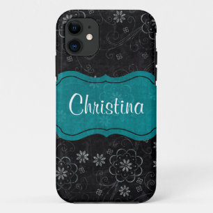 Zwart Bloemen iPhone 5 Mate Barely There™ Hoesje