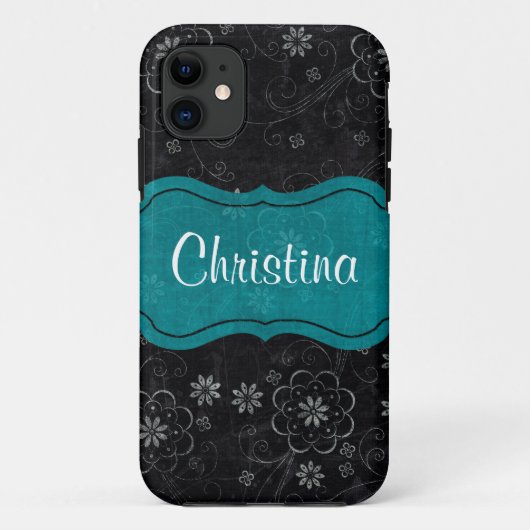 Zwart Bloemen iPhone 5 Mate Barely There™ Hoesje (Achterkant)