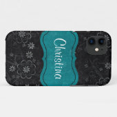 Zwart Bloemen iPhone 5 Mate Barely There™ Hoesje (Achterkant (horizontaal))