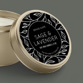 Zwart  Bloemen Kaars Potje Lid Ronde Label