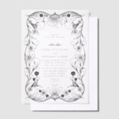 Zwart  Bloemen  Lijst bruiloft Vellum Uitnodigingen (Offset)