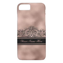 Zwart Bloemen Lijst op Roos Goud Gradient Metal iPhone 8/7 Hoesje