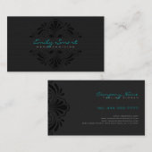 Zwart Bloemen Lijst Terug Textuur Achtergrond Visitekaartje (Voorkant / Achterkant)