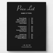 Zwart  Bloemen Make-up Prijslijst Plaque Fotoplaat (Voorkant)