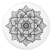  Zwart Bloemen Mandala Keramische Knop (Voorkant)