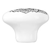  Zwart Bloemen Mandala Keramische Knop (Zijkant)