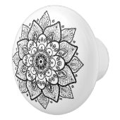  Zwart Bloemen Mandala Keramische Knop (Rechts)