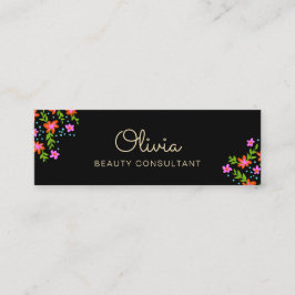 Zwart Bloemen Mini Signature Script Visitekaartje