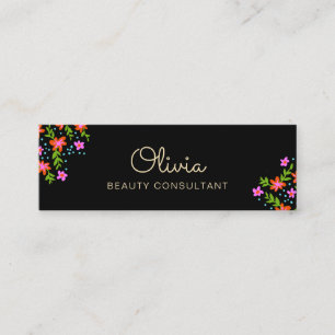 Zwart Bloemen Mini Signature Script Visitekaartje